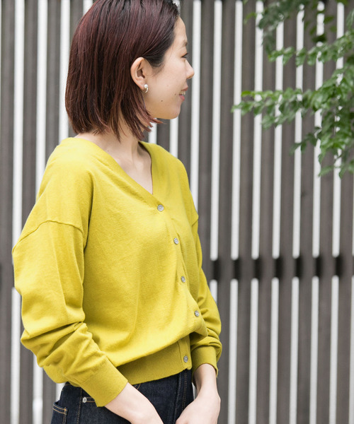 URBAN RESEARCH Sonny Label(アーバンリサーチサニーレーベル)の「【WEB限定】ニュアンスVネックカーディガン(カーディガン)」|イエロー