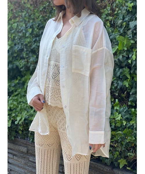 one way（ワンウェイ）の「シアービックシャツ（シャツ/ブラウス・レディース・ライトピンク/オレンジ系その他/ブラック/ホワイト・FREE）」の14枚目の写真