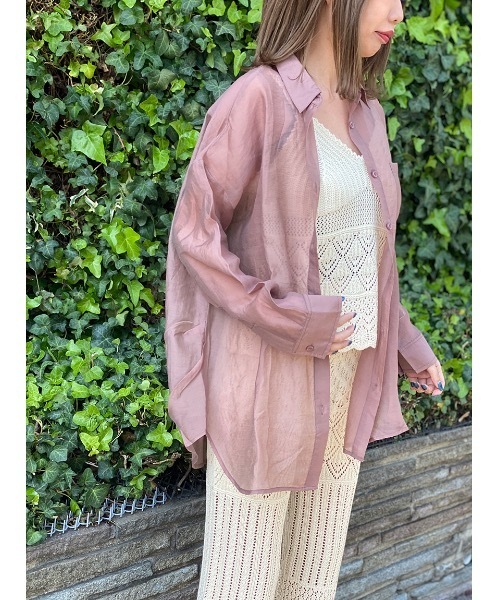 one way（ワンウェイ）の「シアービックシャツ（シャツ/ブラウス・レディース・ライトピンク/オレンジ系その他/ブラック/ホワイト・FREE）」の12枚目の写真