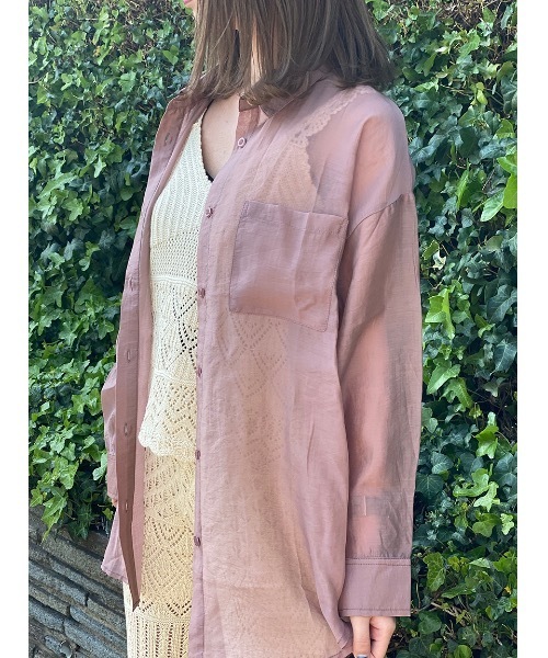 one way（ワンウェイ）の「シアービックシャツ（シャツ/ブラウス・レディース・ライトピンク/オレンジ系その他/ブラック/ホワイト・FREE）」の11枚目の写真