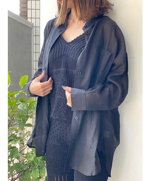 one way（ワンウェイ）の「シアービックシャツ（シャツ/ブラウス・レディース・ライトピンク/オレンジ系その他/ブラック/ホワイト・FREE）」の9枚目の写真