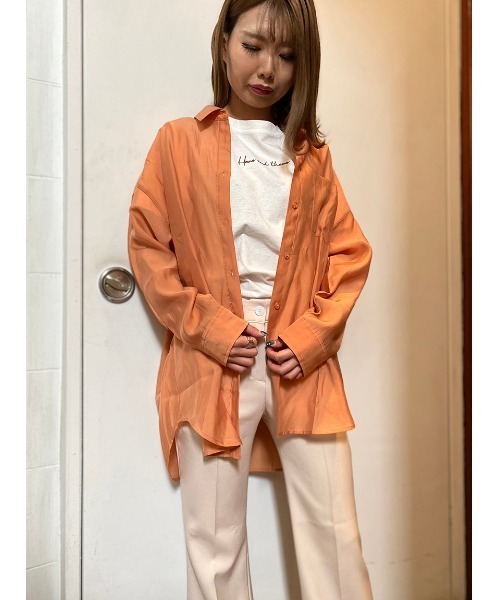 one way（ワンウェイ）の「シアービックシャツ（シャツ/ブラウス・レディース・ライトピンク/オレンジ系その他/ブラック/ホワイト・FREE）」の18枚目の写真