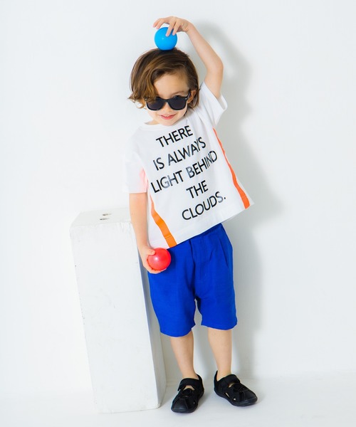 BRANSHES（ブランシェス）の「ネオンライン半袖ロゴTシャツ（Tシャツ/カットソー・キッズ・パープル/オフホワイト・80ｃｍ/140cm/100cm/90cm/110cm/150cm/130cm/120cm）」の5枚目の写真