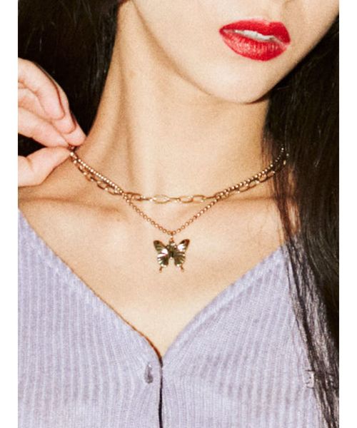 jouetie（ジュエティ）の「バタフライダブルチェーンネックレス（ネックレス・レディース・シルバー/ゴールド・FREE）」の6枚目の写真