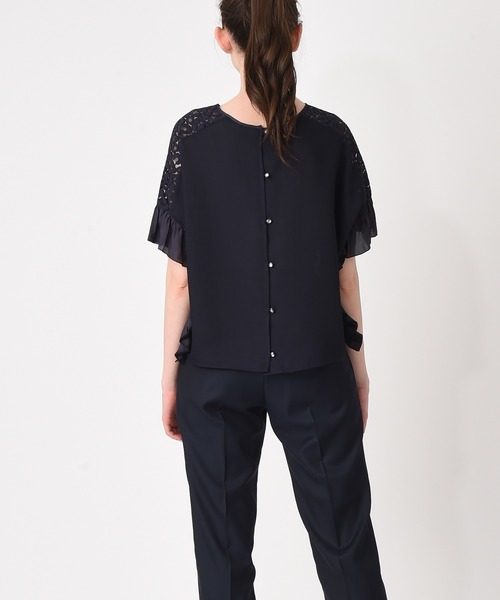 RAW FUDGE（ローファッジ）の「レース切り替えボリュームブラウス（シャツ/ブラウス・レディース・ネイビー/オフホワイト/キャメル・M）」の8枚目の写真