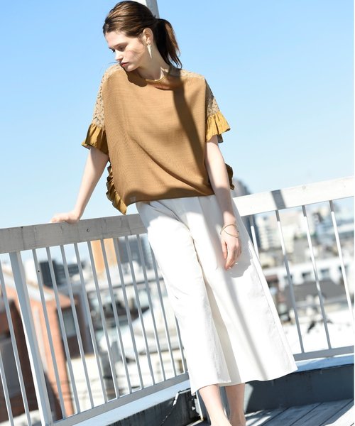 RAW FUDGE（ローファッジ）の「レース切り替えボリュームブラウス（シャツ/ブラウス・レディース・ネイビー/オフホワイト/キャメル・M）」の14枚目の写真