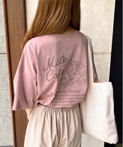 apres jour(アプレジュール)の「milkTシャツ×アプレトートセット【ZOZOTOWN限定アイテム】(Tシャツ/カットソー・レディース・モカ/ミント/ピンク/イエロー/オレンジ/ブルー/オフホワイト/レッド/ブラック/ラベンダー・フリー)」の9枚目の写真