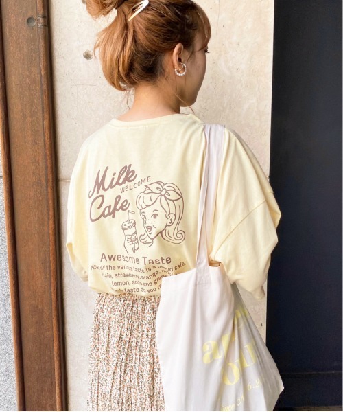 apres jour(アプレジュール)の「milkTシャツ×アプレトートセット【ZOZOTOWN限定アイテム】(Tシャツ/カットソー・レディース・モカ/ミント/ピンク/イエロー/オレンジ/ブルー/オフホワイト/レッド/ブラック/ラベンダー・フリー)」の8枚目の写真