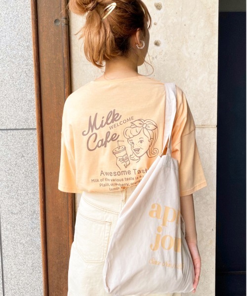 apres jour(アプレジュール)の「milkTシャツ×アプレトートセット【ZOZOTOWN限定アイテム】(Tシャツ/カットソー・レディース・モカ/ミント/ピンク/イエロー/オレンジ/ブルー/オフホワイト/レッド/ブラック/ラベンダー・フリー)」の10枚目の写真