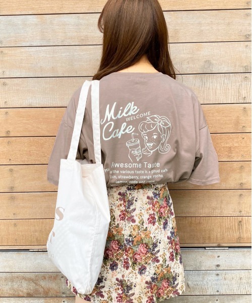 apres jour(アプレジュール)の「milkTシャツ×アプレトートセット【ZOZOTOWN限定アイテム】(Tシャツ/カットソー・レディース・モカ/ミント/ピンク/イエロー/オレンジ/ブルー/オフホワイト/レッド/ブラック/ラベンダー・フリー)」の4枚目の写真