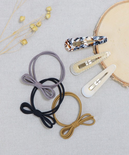 Esime（エシミー）の「カラーパッチンピンシンプルリボンヘアゴムアソートセット（ヘアピン・レディース・A/B/C/D/E/F/H/I/J・FREE）」の3枚目の写真