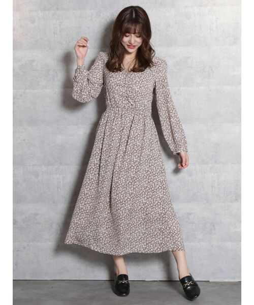 dazzlin（ダズリン）の「小花柄ワンピース【WEB限定アイテム】（ワンピース・レディース・ブラック/モカ・FREE）」の7枚目の写真