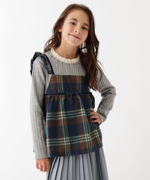 3can4on（サンカンシオン）の「◆【100-150cm】チェックキャミドッキングプルオーバー（Tシャツ/カットソー）」