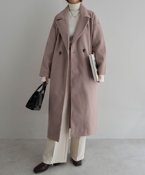 セール】フェイクウールオーバーサイズテーラードロングコート