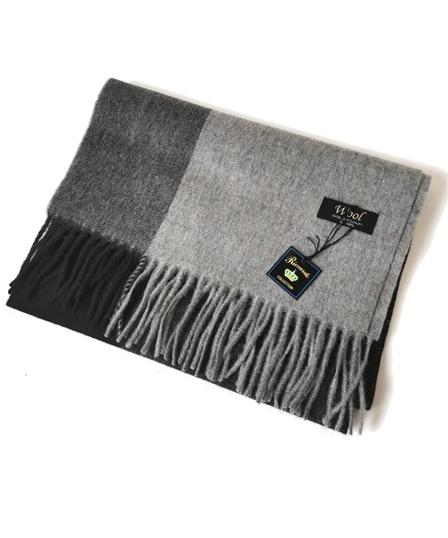 セール】毛100％ Riccardo(リカルド) 平織 ウール マフラー ユニ