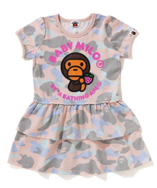 A BATHING APE(アベイシングエイプ)の「PASTEL MULTI CAMO FRILL ONEPIECE K(ワンピース・キッズ・グリーン/ピンク・100/110/120/90/130)」の2枚目の写真