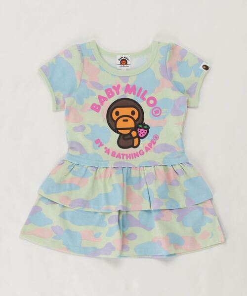A BATHING APE(アベイシングエイプ)の「PASTEL MULTI CAMO FRILL ONEPIECE K(ワンピース・キッズ・グリーン/ピンク・100/110/120/90/130)」の6枚目の写真
