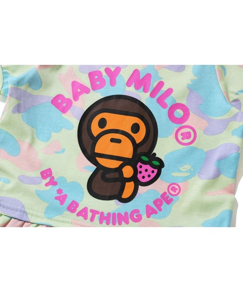 A BATHING APE(アベイシングエイプ)の「PASTEL MULTI CAMO FRILL ONEPIECE K(ワンピース・キッズ・グリーン/ピンク・100/110/120/90/130)」の4枚目の写真