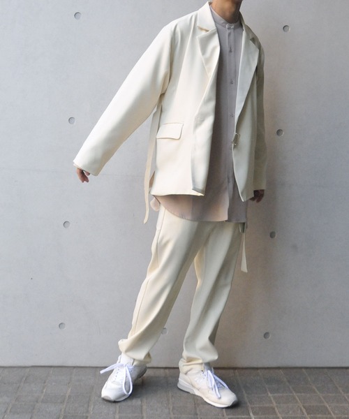 NILWAY（ニルウェイ）の「イージーケアツイル配色切替タイロッケンジャケット（テーラードジャケット・メンズ・ホワイト系/ブラック系・SMALL/MEDIUM/LARGE）」の9枚目の写真