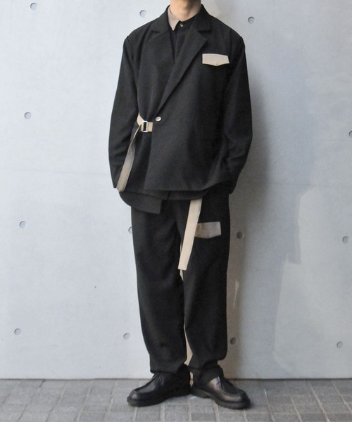 NILWAY（ニルウェイ）の「イージーケアツイル配色切替タイロッケンジャケット（テーラードジャケット・メンズ・ホワイト系/ブラック系・SMALL/MEDIUM/LARGE）」の10枚目の写真