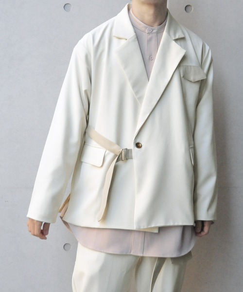 NILWAY（ニルウェイ）の「イージーケアツイル配色切替タイロッケンジャケット（テーラードジャケット・メンズ・ホワイト系/ブラック系・SMALL/MEDIUM/LARGE）」の20枚目の写真