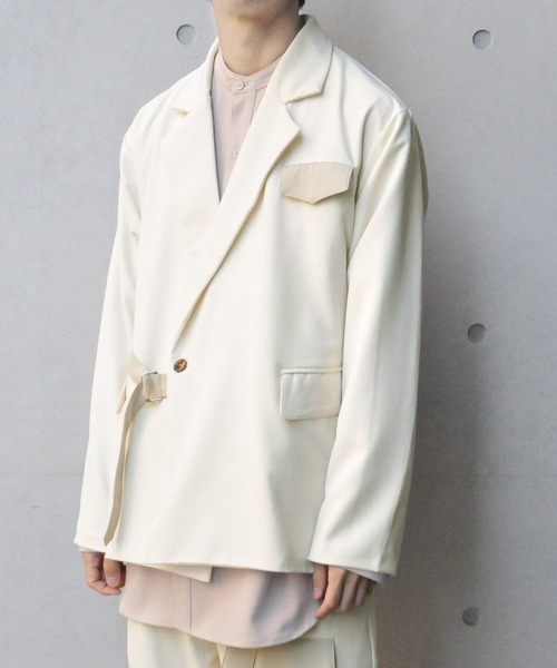 NILWAY（ニルウェイ）の「イージーケアツイル配色切替タイロッケンジャケット（テーラードジャケット・メンズ・ホワイト系/ブラック系・SMALL/MEDIUM/LARGE）」の15枚目の写真