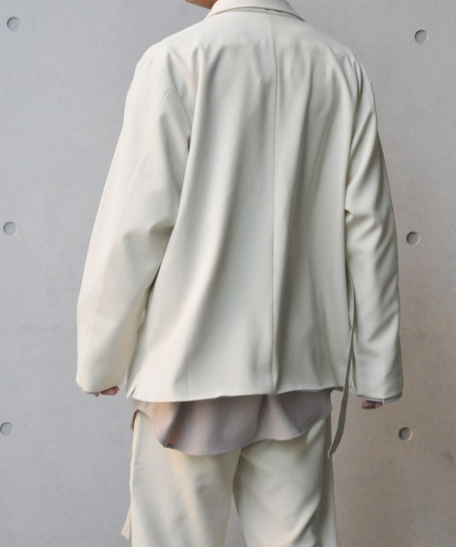 NILWAY（ニルウェイ）の「イージーケアツイル配色切替タイロッケンジャケット（テーラードジャケット・メンズ・ホワイト系/ブラック系・SMALL/MEDIUM/LARGE）」の6枚目の写真