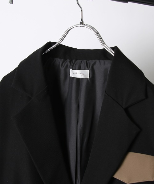 NILWAY（ニルウェイ）の「イージーケアツイル配色切替タイロッケンジャケット（テーラードジャケット・メンズ・ホワイト系/ブラック系・SMALL/MEDIUM/LARGE）」の7枚目の写真