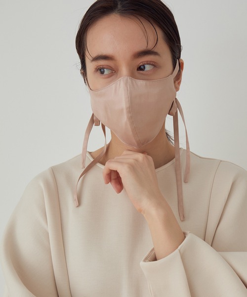 ADAM ET ROPE'（アダムエロペ）の「【WEB限定】シルクフォルムリボンマスク（その他・レディース・ブラック/ベージュ/ピンク/キャメル・FREE）」の8枚目の写真