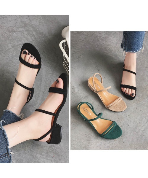 MAISON BREEZE(メゾンブリーズ)の「【MAISON BREEZE】スエード ローヒールサンダル 太ヒール 6203480(サンダル・レディース・ブラック/キャメル/ベージュ/グリーン/ブルー・24/23)」の6枚目の写真