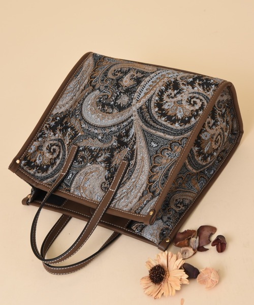 INTERPLANET(インタープラネット)の「ペイズリートートBAG(トートバッグ・レディース・ブラック/キャメル・フリー)」の2枚目の写真