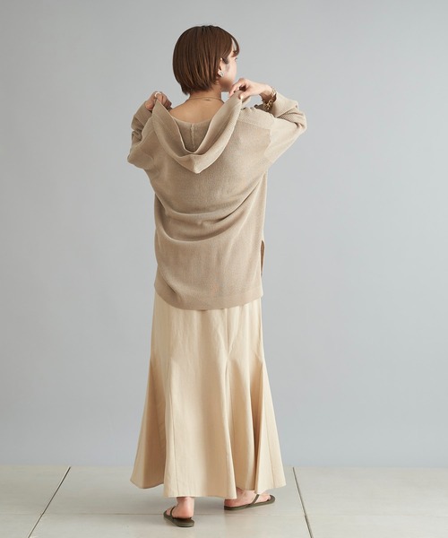 DouDou（ドゥドゥ）の「麻混フーディー（ニット/セーター・レディース・ベージュ/ブラック・FREE）」の7枚目の写真