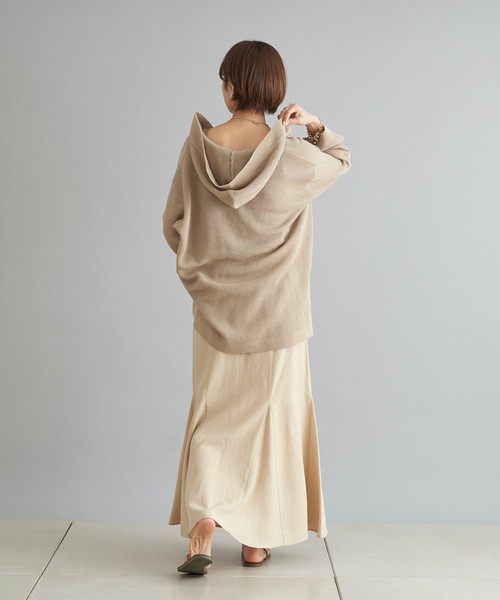 DouDou（ドゥドゥ）の「麻混フーディー（ニット/セーター・レディース・ベージュ/ブラック・FREE）」の8枚目の写真