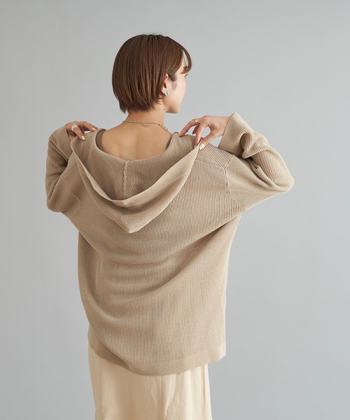 DouDou（ドゥドゥ）の「麻混フーディー（ニット/セーター・レディース・ベージュ/ブラック・FREE）」の17枚目の写真