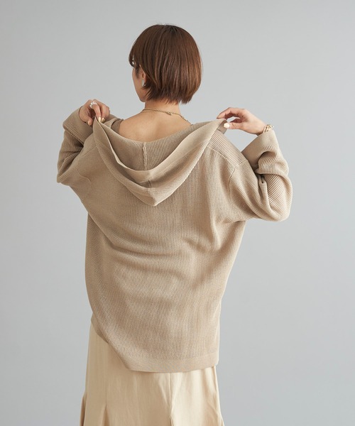 DouDou（ドゥドゥ）の「麻混フーディー（ニット/セーター・レディース・ベージュ/ブラック・FREE）」の18枚目の写真