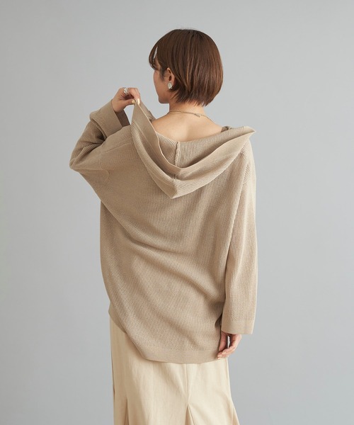 DouDou（ドゥドゥ）の「麻混フーディー（ニット/セーター・レディース・ベージュ/ブラック・FREE）」の19枚目の写真