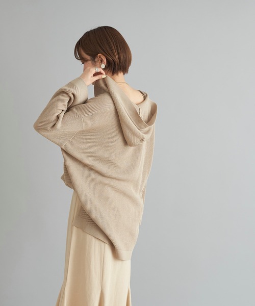 DouDou（ドゥドゥ）の「麻混フーディー（ニット/セーター・レディース・ベージュ/ブラック・FREE）」の20枚目の写真