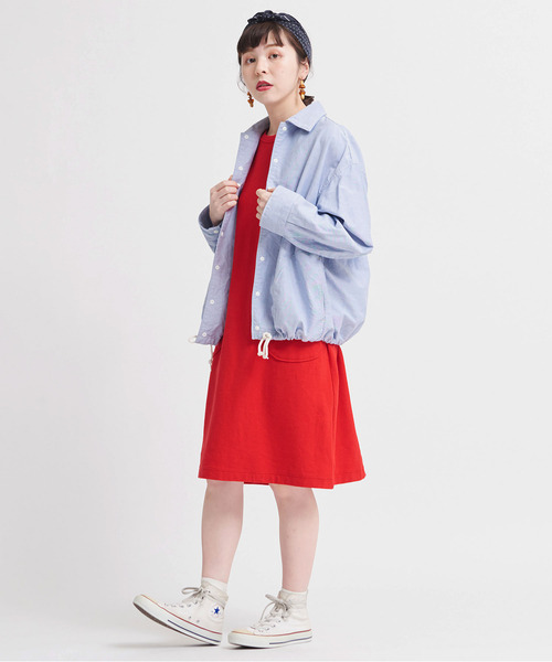 CHILD WOMAN（チャイルドウーマン）の「☆リップルムジ/ボーダー　ノースリワンピース（ワンピース・レディース・レッド/その他/ブラック・FREE）」の2枚目の写真