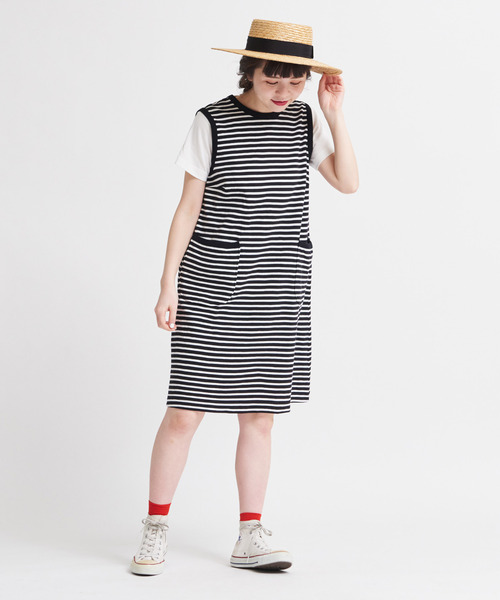 CHILD WOMAN（チャイルドウーマン）の「☆リップルムジ/ボーダー　ノースリワンピース（ワンピース・レディース・レッド/その他/ブラック・FREE）」の6枚目の写真