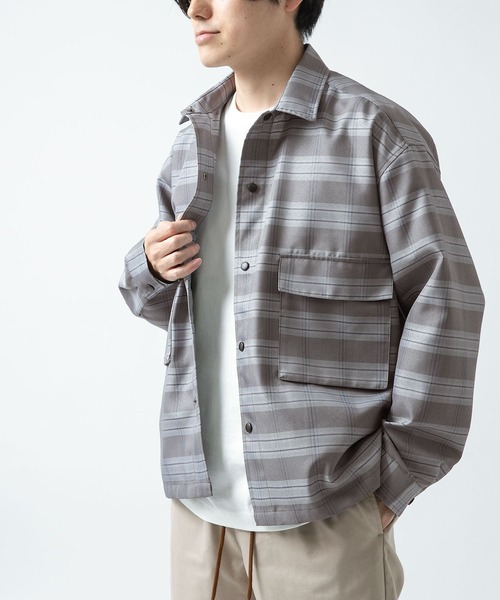 ITEMS URBANRESEARCH（アイテムズ アーバンリサーチ）の「先染めチェック CPOジャケット（その他アウター・メンズ・ブラウン/グレー/ベージュ・LARGE/MEDIUM）」の4枚目の写真