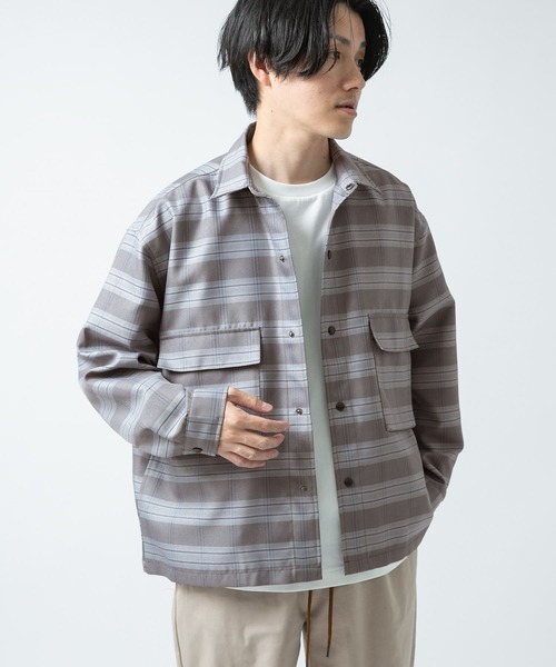 ITEMS URBANRESEARCH（アイテムズ アーバンリサーチ）の「先染めチェック CPOジャケット（その他アウター・メンズ・ブラウン/グレー/ベージュ・LARGE/MEDIUM）」の5枚目の写真