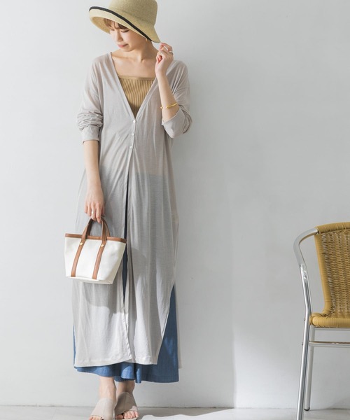 URBAN RESEARCH（アーバンリサーチ）の「カットソーロングカーディガン（カーディガン/ボレロ・レディース・ベージュ系その他/ブラウン/カーキ・FREE）」の3枚目の写真