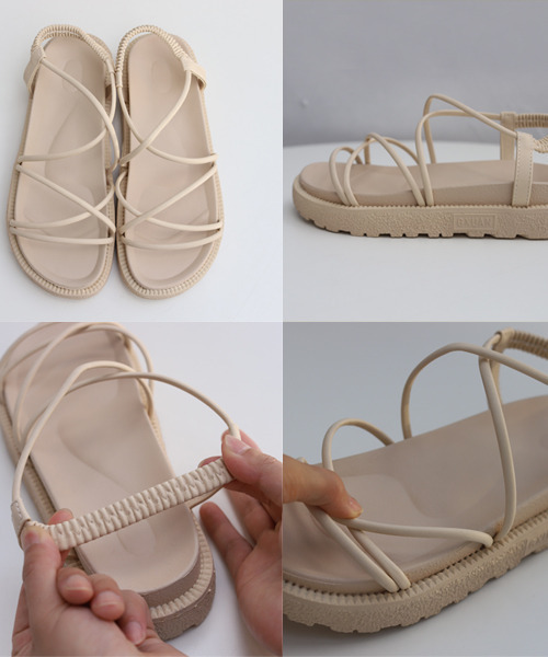 REAL CUBE（リアルキューブ）の「レースアッププラットフォームサンダル（サンダル・レディース・ブラック/オフホワイト・M/L）」の10枚目の写真