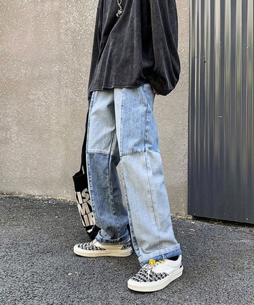 NOWLE(ノウル)の「【NOWLE】ステッチ 切替 ワイドレッグ デニムパンツ(デニムパンツ・メンズ・ブラック/ブルー/ブラック系2/ブルー系2・MEDIUM/LARGE/X-LARGE)」の18枚目の写真