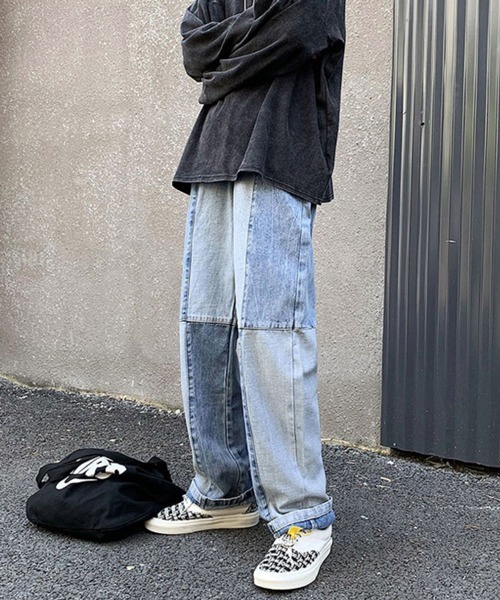 NOWLE(ノウル)の「【NOWLE】ステッチ 切替 ワイドレッグ デニムパンツ(デニムパンツ・メンズ・ブラック/ブルー/ブラック系2/ブルー系2・MEDIUM/LARGE/X-LARGE)」の21枚目の写真