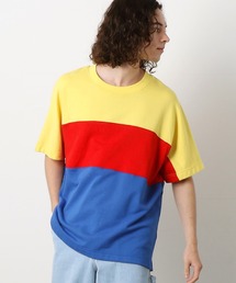 Purple&Yellow（パープルアンドイエロー）の「カラーブロックワイド半袖クルーネックプルオーバー（Tシャツ/カットソー・メンズ）」