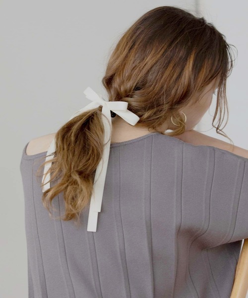 MIELI INVARIANT（ミエリインヴァリアント）の「Ribbon Tape Hair Rubber（ヘアゴム・レディース・ブラック/アイボリー・FREE）」の10枚目の写真