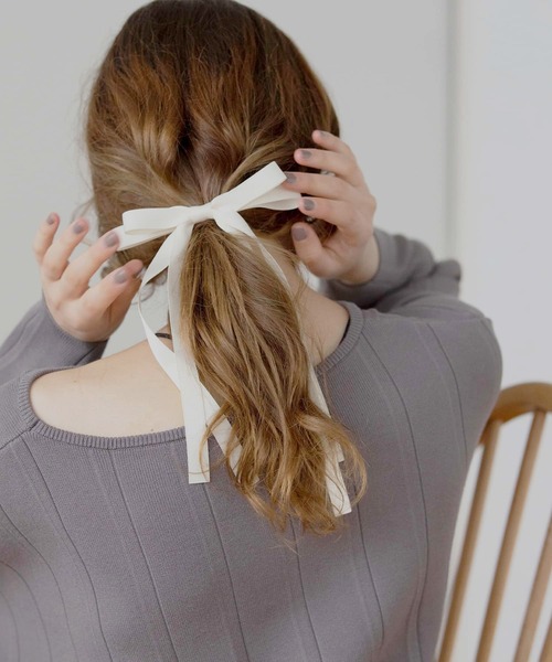 MIELI INVARIANT（ミエリインヴァリアント）の「Ribbon Tape Hair Rubber（ヘアゴム・レディース・ブラック/アイボリー・FREE）」の11枚目の写真