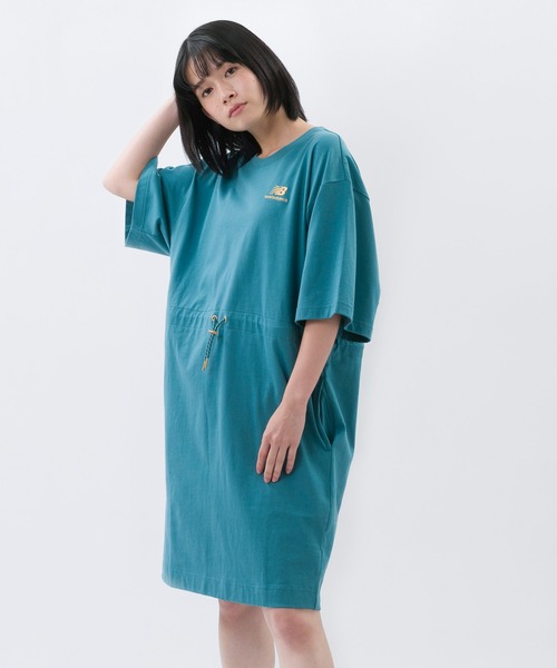 NEW BALANCE（ニューバランス）の「NB Athletics Tシャツ ドレス（ワンピース・レディース・エメラルドブルー/ブラック・MEDIUM/LARGE/X-LARGE/SMALL）」の5枚目の写真