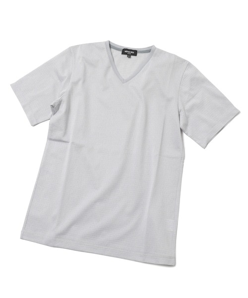 MEN'S BIGI(メンズビギ)の「【DRYMASTER(ドライマスター)】ジャガードTシャツ made in japan(Tシャツ/カットソー・メンズ・ミント/ライトグレー/ネイビー・02/01/03)」の4枚目の写真